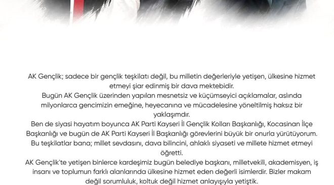 Hüseyin Okandan: “AK Gençlik, ülkesine hizmet etmeyi şiar edinmiş bir dava mektebidir”